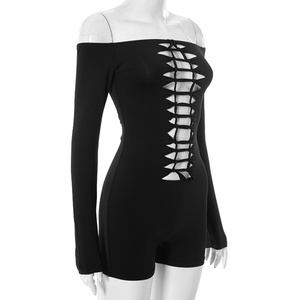 Viviblook ชุดรอมเปอร์รัดรูปแขนยาวเปิดไหล่ข้างเดียวแนวเซ็กซี่ของผู้หญิง D25RP291 - Product Image 3