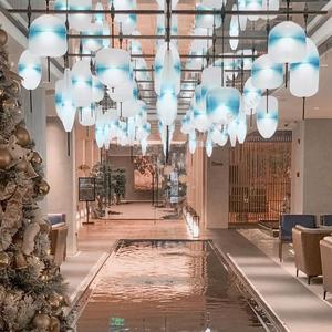 Ý handmade hiện đại trang trí trần ánh sáng mặt dây chuyền thủy tinh thổi chi nhánh đèn chùm điều khiển từ xa chuyển đổi điều chỉnh chiều cao - Product Image 4