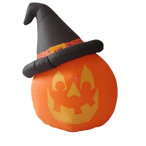 2024 Preço barato Halloween Decorações Fantasma Crooked Hat Engraçado Inflável Halloween Pumpkin