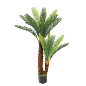 Cycas artificiel de 125 cm de haut à double tronc <span class=keywords><strong>en</strong></span> <span class=keywords><strong>pot</strong></span> pour décoration intérieure - Product Image 1