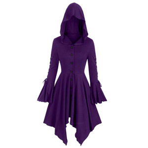 Costumes de cosplay médiévaux gothiques pour femmes, <span class=keywords><strong>robe</strong></span> de sorcière, <span class=keywords><strong>Moyen</strong></span> Âge, Renaissance, cape noire, vêtements, <span class=keywords><strong>robe</strong></span> à capuche - Product Image 5