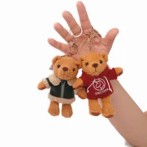 कस्टम बच्चे को कपड़े टेडी भालू आलीशान खिलौना बुटीक चाबी का गुच्छा शादी का तोहफा गुड़िया लटकन