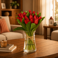 Fabricant de fleurs artificielles, fourniture directe d'usine, bouquet de tulipes en soie, 21 têtes, vente en gros, bouquet floral artificiel pour mariage, décoration