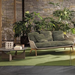 Ensemble de canapés d'extérieur en rotin et bois de style nordique moderne pour balcon, cour, villa, parc et jardins d'hôtel - Product Image 2