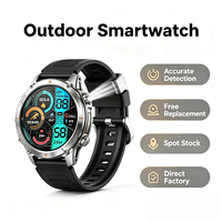 Montre connectée d'extérieur KT80, écran 1,46 pouces, étanche 3ATM, batterie grande capacité 515 mAh, lampe torche, suivi du sommeil, logo personnalisé disponible