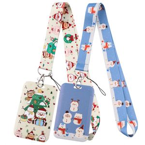 Porte-badge personnalisé BSBH à thème de Noël avec motif ours et lapin, avec cordon pour cartes d'expédition, badges nominatifs et cartes d'identité scolaires - Product Image 1