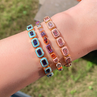 Bracelet de tennis rectangulaire en émail coloré rose, jaune, bleu, vert, avec zircone cubique 5A, bijoux de luxe scintillants pour femmes, pour les soirées