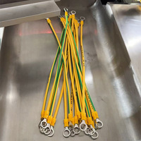 Kabel Harness Pembumian Kuning-Hijau, Kabel Jumper Terminal Cincin dengan Selubung Susut Panas untuk Sambungan Pembumian Kabinet