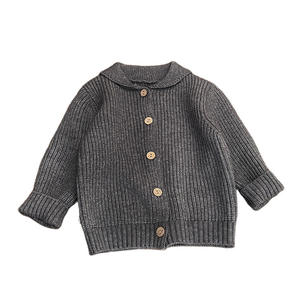 Vêtements pour enfants coréens du début du printemps, <span class=keywords><strong>pull</strong></span> pour enfants, printemps/automne, cardigan en acrylique tricoté rétro uni pour bébé garçon, nourrisson - Product Image 5