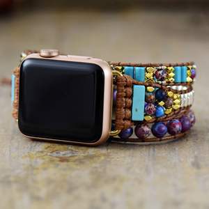 <span class=keywords><strong>Correa</strong></span> de reloj de colores con gema de <span class=keywords><strong>piedra</strong></span> Natural de lujo Bohemia 2024 al por mayor para <span class=keywords><strong>Apple</strong></span> <span class=keywords><strong>Watch</strong></span> de 45mm de plástico transpirable de alto valor - Product Image 5