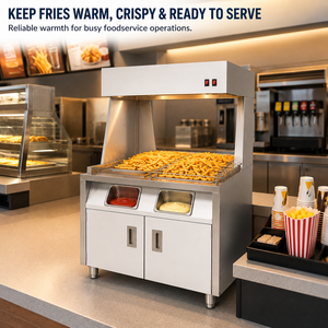 Estación de Calentamiento de Papas Fritas Comercial Independiente, Calentador Eléctrico de Alimentos de Acero Inoxidable con Lámpara de Calor y Gabinete con Rejilla para Cantina - Product Image 4