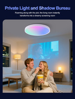 Plafonnier intelligent RGBIC en gros 85-265V, lampe LED irisée à montage encastré, changement de couleur DIY pour chambre et salon