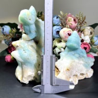 Vente en gros de sculptures d'animaux en cristal naturel poli Amazonite en forme de tronc d'arbre, pour artisanat DIY, décoration intérieure, Feng Shui, objet de collection unique