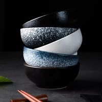 Bol en poterie de 4.5 pouces Vaisselle antique japonaise Céramique Grès Riz Gruau Bol en céramique Bol à soupe rond en céramique