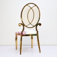Chaises et tables de réception de luxe en acier inoxydable doré, durables et à bon prix, pour événements et salles de mariage