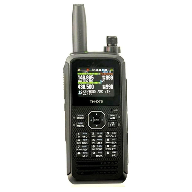 TH-D75 FM DMR GPS Walkie Talkie Tri-Band HT VHF UHF Ham Radio Handheld Transceiver 5W IPX-8 Water Resistant 10KM Range Two Way