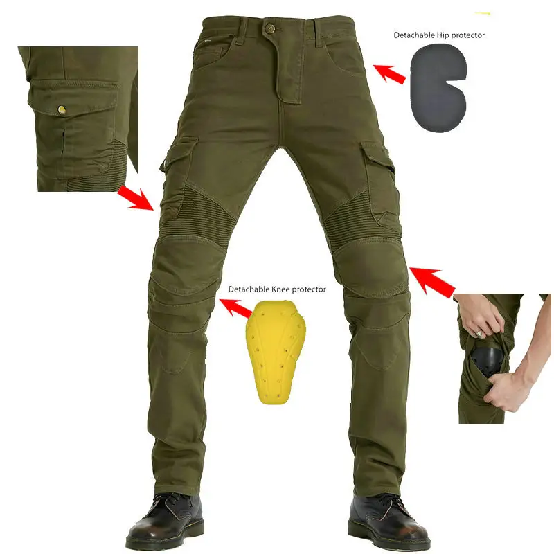 Pantalons pour hommes, avec genouillères, tendance, Design de Motocross, moto de qualité Fine, pour motocyclette,
