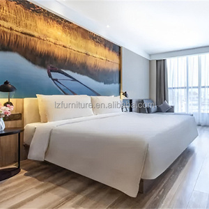 Hotel Twin Bed Set Standard Room Double Single Bed with Wooden <b>Headboard</b> Nightstand for 3-Star Hotel Guesthouse Furniture - Product Image 2