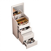 Table de toilette moderne avec miroir éclairé par LED, design à rabat, meubles de chambre à coucher, amovible, pour hôtels, usage domestique