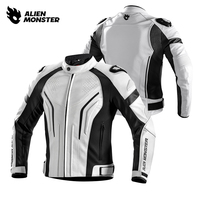 Blouson Moto en Cuir Alien Monster Shadow Flow Certifié CE Respirant Protection Quatre Saisons Anti-Chute Course