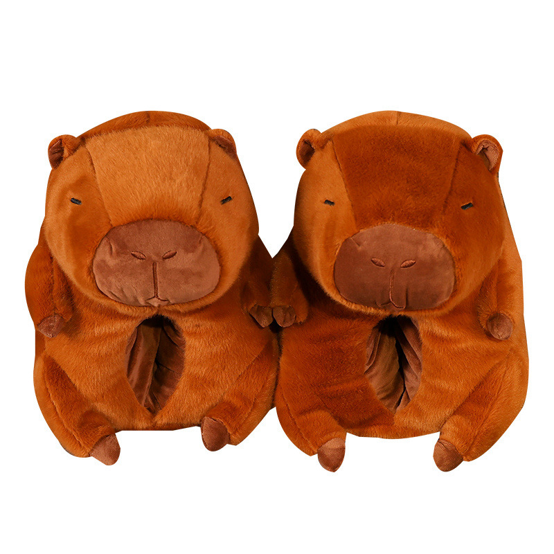 Pantofole Invernali In Peluche A Forma Di Capibara, Antiscivolo, In Cotone Morbido, Per Casa E Ufficio, Taglia Unica, Calde E Divertenti