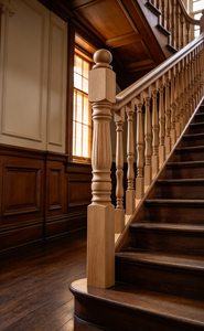 Poteau d'escalier classique en bois massif avec embout sphérique, balustre pour garde-corps domestique, fournisseur en gros, fabricant sur mesure, intérieur - Product Image 6