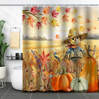 Rideau de douche en polyester Feuilles d'automne, résistant à la moisissure, séchage rapide, installation facile, ensemble de rideaux de douche personnalisable