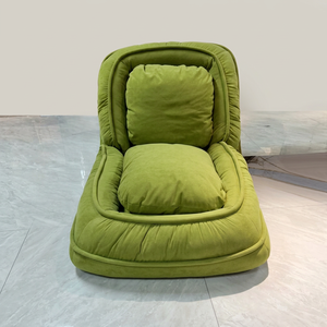Sillón Moderno de Terciopelo, Respaldo Sólido, Relleno de Espuma Suave, Mueble de Sala de Estar, Estilo Contemporáneo, Color Verde - Product Image 1