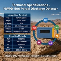 Detektor Pelepasan Bagian (Partial Discharge) Portabel HWPD-500 Grosir, Layar LCD, Bahan Plastik, Modul Termal Inframerah, Dilengkapi GIS