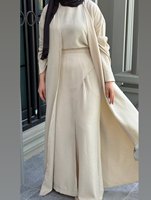 Abaya Mexizo sur mesure, ensemble 3 pièces, tenue modeste avec robe extérieure superposée et pantalon large pour le travail quotidien des femmes