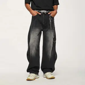بنطلون جينز مخصص واسع من قطن الدنيم موضة 2000 جينز كاجوال ومريح للرجال