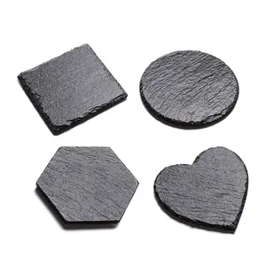 Günstige Naturstein Black Slate Coaster für Hotel dekor