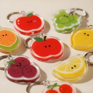 Factory Custom Fruit Orange <strong>Strawberry</strong> Acrylic Keychain Transparent Plastic Key Ring For Gifts - Product Image 5
