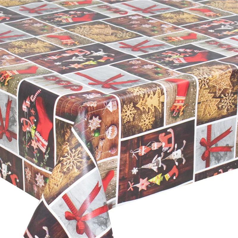 Manufacturers promotion Christmas Snowman disposable tablecloth pvc table cloth holiday tablecloth