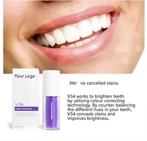 2023 New v34 series toothpaste purple color corrector Stain Removal Oem Teeth Cleansing Toothpaste