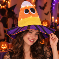Chapeau en peluche personnalisé lumineux en forme de maïs sucré, costume de fête d'Halloween, chapeau fantaisie LED pour événements et cadeaux