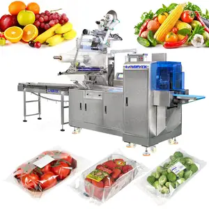 Máquina de embalagem de fluxo de frutas e morangos de tomate alternativo totalmente automático em caixa