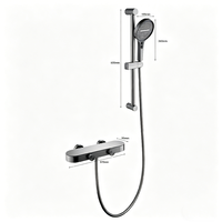 Système de douche à main 2 fonctions en laiton gris bronze, ensemble de robinetterie de douche murale à pression accrue pour usage domestique et hôtelier