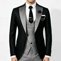 Setelan Jas Formal Pria 3 Potong Grosir, Jaket Rompi Celana, Kerah Notch, Kancing Depan, Anti Kusut, Musim Semi Gugur, Bisnis, Pernikahan