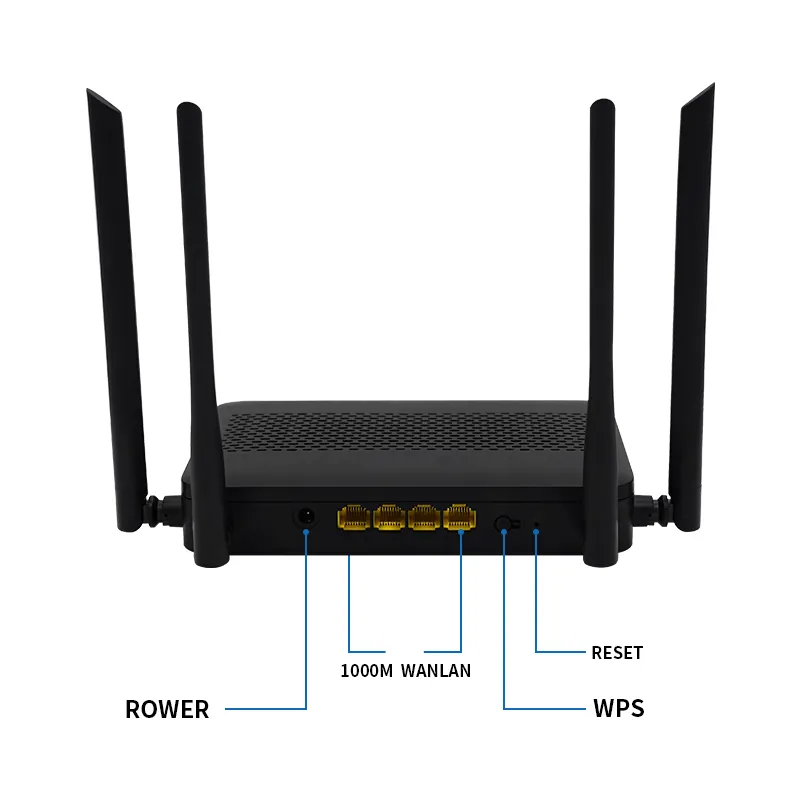 AC1200デュアルバンド2.4Ghzおよび5.8Ghzワイヤレスホームルーター、4GE 10/100/1000 Mbpsポート1200 Mbps Wifiルーター