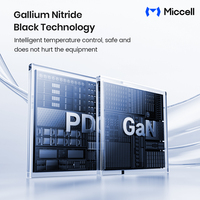 Chargeur USB C rapide Miccell OEM 65W, chargeur portable GaN type C, charge super rapide, chargeur multi-ports pour téléphones, ordinateurs portables