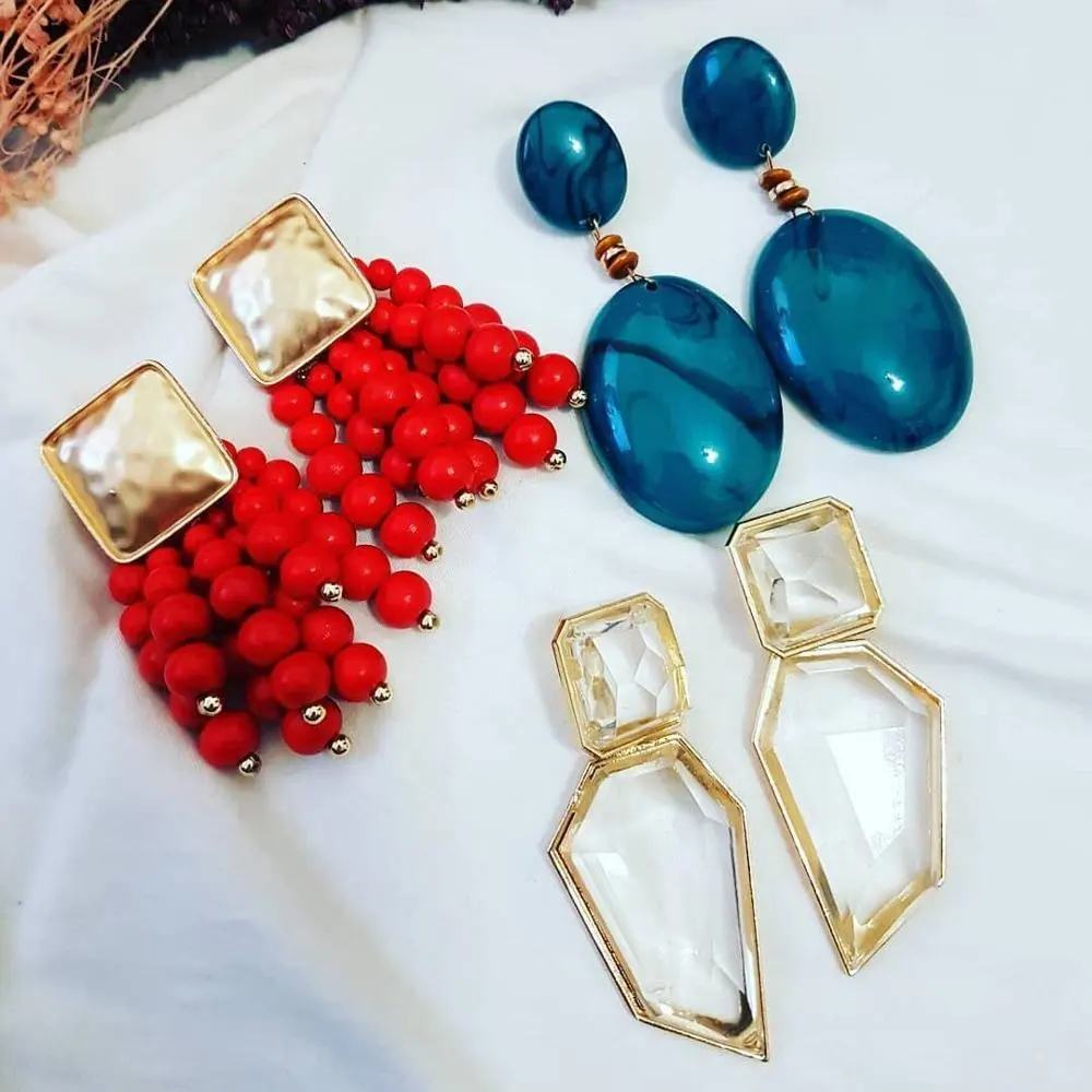 ZA 2019 nouveau Vintage Ins boucles d'oreilles goutte Bijoux boucles d'oreilles pour femmes métal résine ethnique déclaration balancent boucle d'oreille fête Bijoux