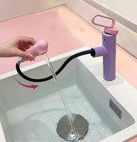 Robinet de lavabo moderne en laiton à montage sur comptoir avec douchette extractible pour salle de bain d'hôtel