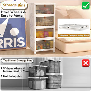 Contenitori di Stoccaggio Pieghevoli e Impilabili, Scatole in Plastica Richiudibili con Ruote per Organizzazione di Casa, Armadi e Ingresso - Product Image 4