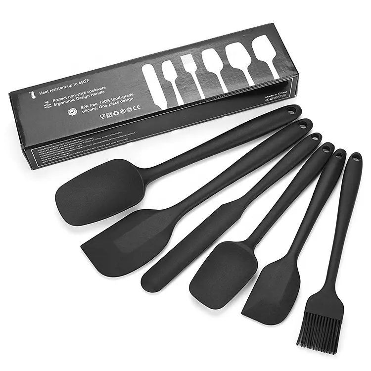 아마존 핫 잘 팔리는 요리사 Appliance 6 개 Spurtle Set Mini 식품 급 실리콘 주방 베이킹 요리 기구 Sets