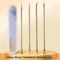 Kit d'outils réutilisables VH pour l'extraction de l'acné, éliminateur de points noirs et comédons, kit de soin beauté pour le nettoyage des pores du visage