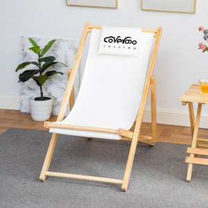 Chaise inclinable d'extérieur en bois naturel avec pieds pliables pour terrasses, plages et jardins - Product Image 4