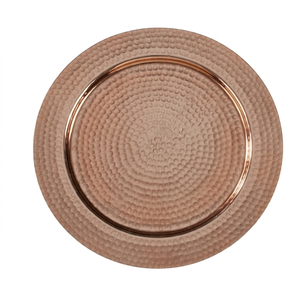 Assiette de Présentation Luxe 33CM/13inch en Aluminium Poli Or Rose Écologique – Vente en Gros, Offre Spéciale, Assiettes Biodégradables - Product Image 1
