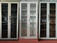 Armario de Oficina Comercial de Acero con Puertas de Vidrio, Estructura KD, Gabinete de Almacenamiento de Hierro, Archivadores Metálicos Grandes para Escuela