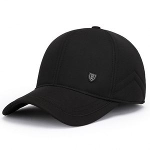 Casquette de baseball 6 panneaux en polaire épaisse pour l'hiver et l'automne, motif lettres, réglable pour une protection thermique, style Papa - Product Image 1